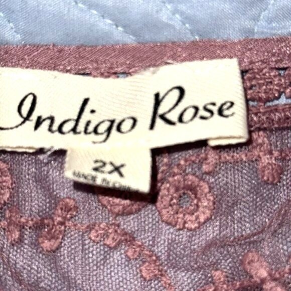 Indigo Rose Womens Lace Detail Tunic Dress 2X Mauve Polyester/Rayon Blend Machin - Picture 3 of 10